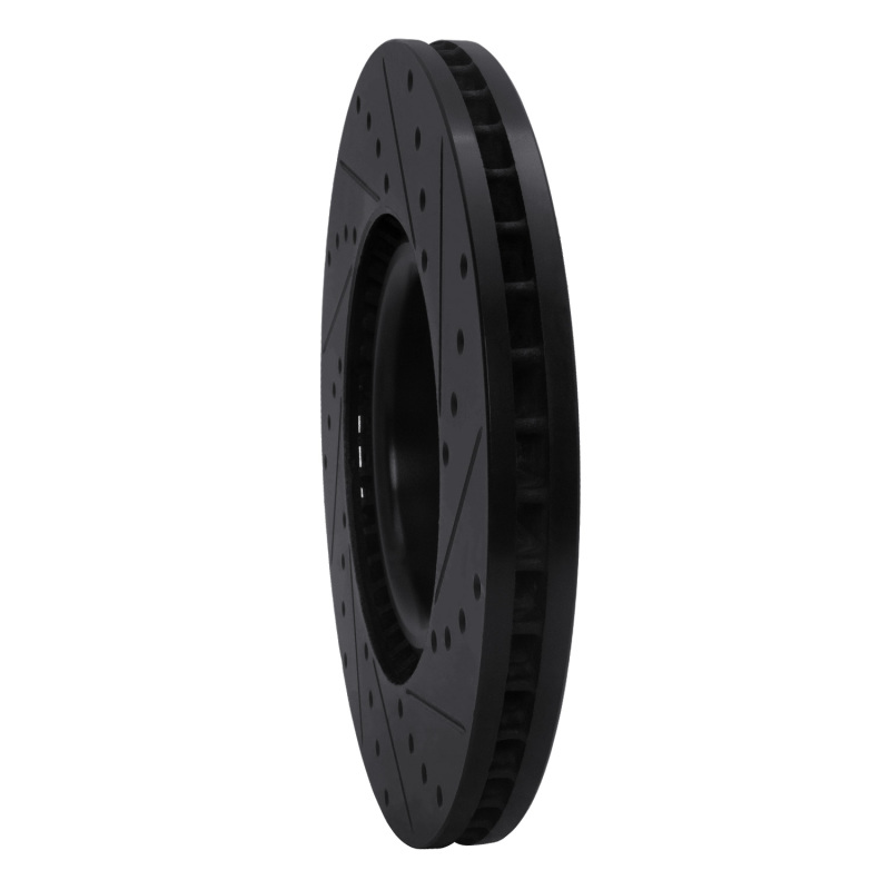 Audi S6 Brake Rotor (1) - Front Left - R1 Concepts - Drilled & Slotted - Black - `99-`04